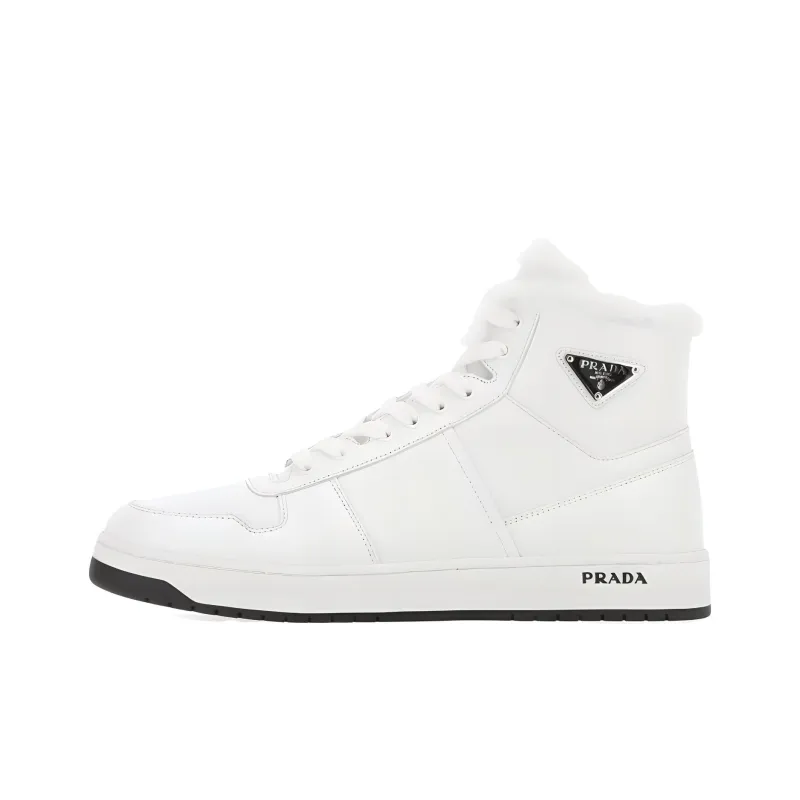 PRADA High Top Stylish Skateboarding Shoes Men's White-0