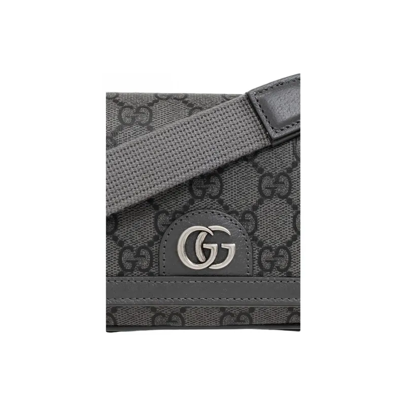 GUCCI Ophidia Canvas With Leather Crossbody Bag Shoulder Bag Extra Mini Men's Gray & Black-3