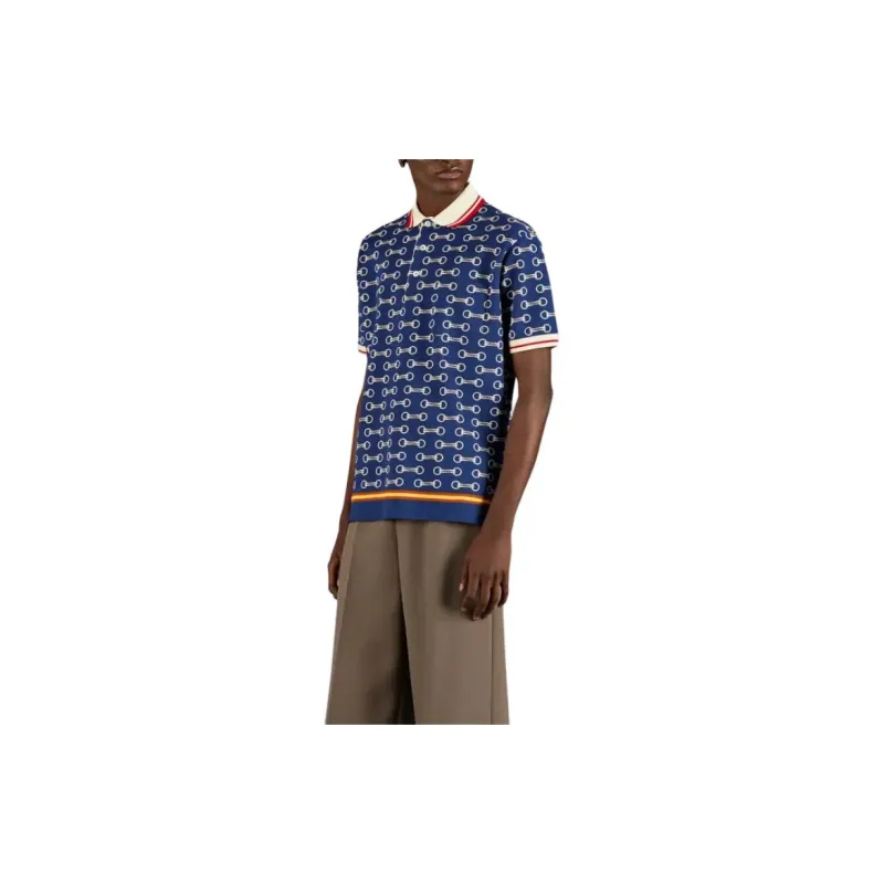 GUCCI FW22 Polo Shirt Men's Blue-2