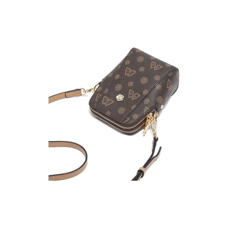 Old Man's Head PVC Cell Phone Pouch Shoulder Bag Crossbody Bag Mini Women's Coffee/Ecru-4