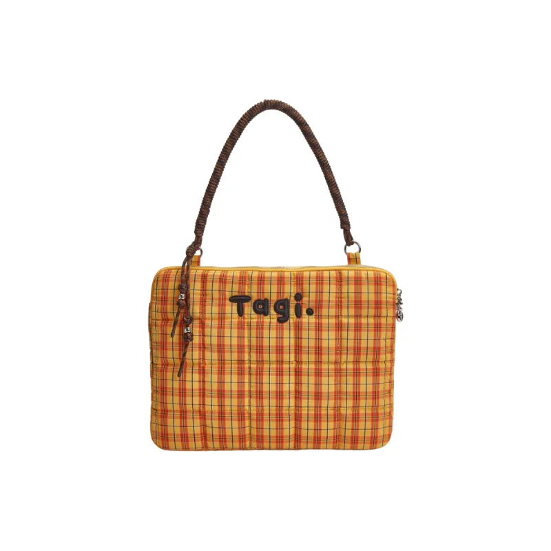 Tagi. Cotton Filled Embroidery Beads Portable One Shoulder Laptop Bag, Laptop Bag Unisex Citrus Orange Cookie-0