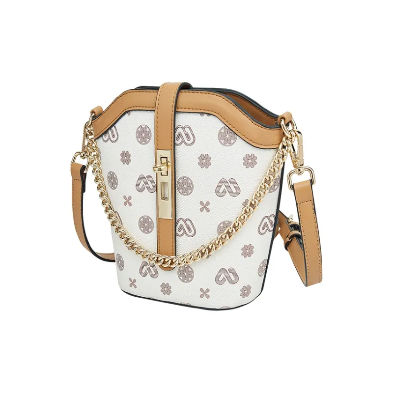 Old Man's Head Synthetic Leather Handheld Handbag Crossbody Bag Women's Khaki White-8