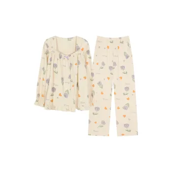 White Ran Pajama Set Women's Apricot