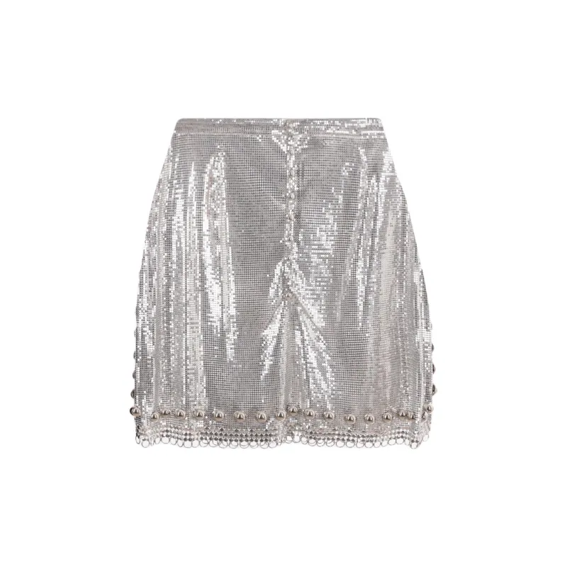 Paco Rabanne Metallic Effect High Waist Skirt-1