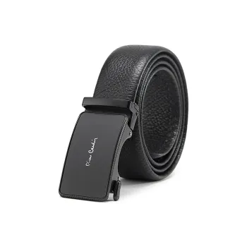 PIERRE CARDIN Cow Leather Leather Belts Men's Black 3.6cm