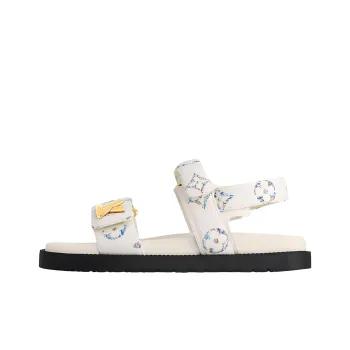 LOUIS VUITTON Sunset Painted Series Strap Sandals Women's Ecru