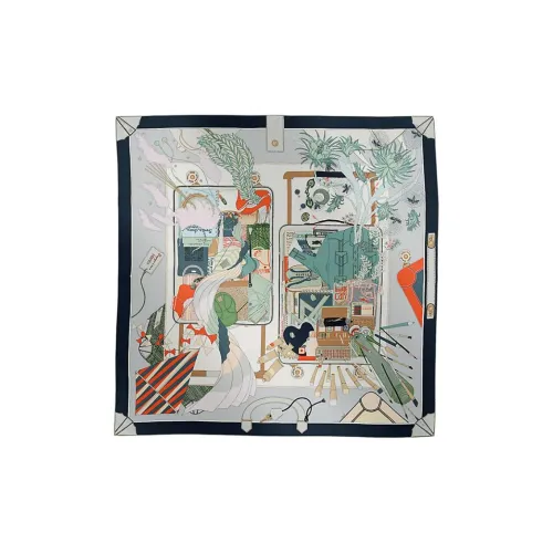 HERMES Mulberry Silk Silk Scarves Women's Multicolor