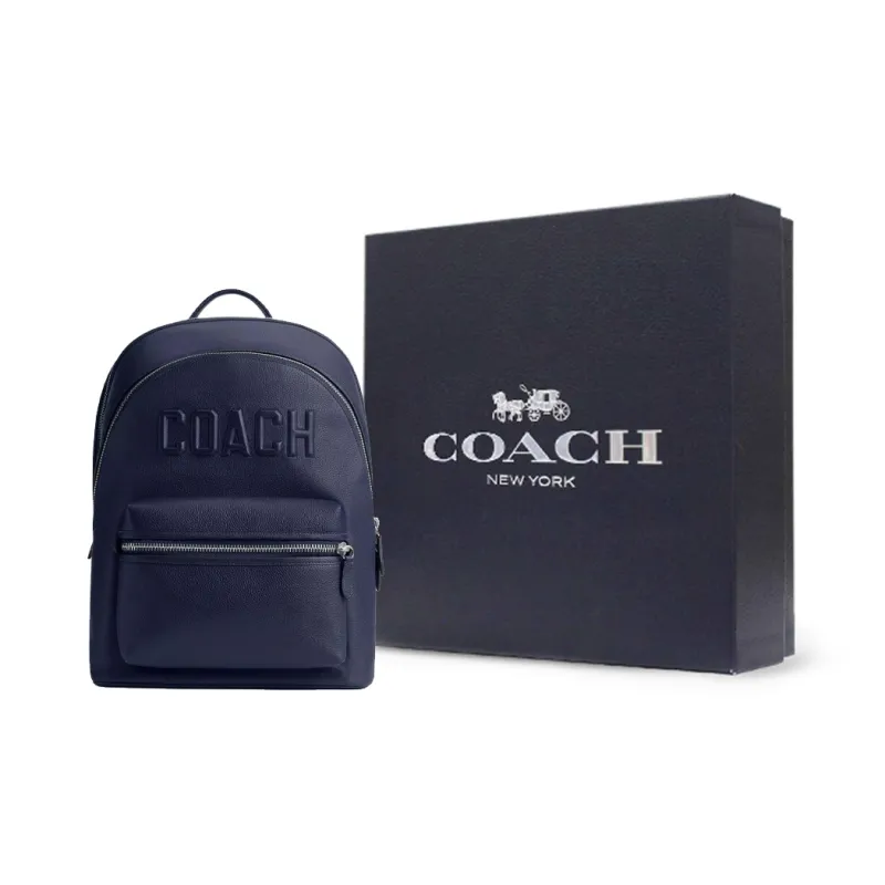 COACH Charter Leather Backpack Tubas Men's Dark Blue-6