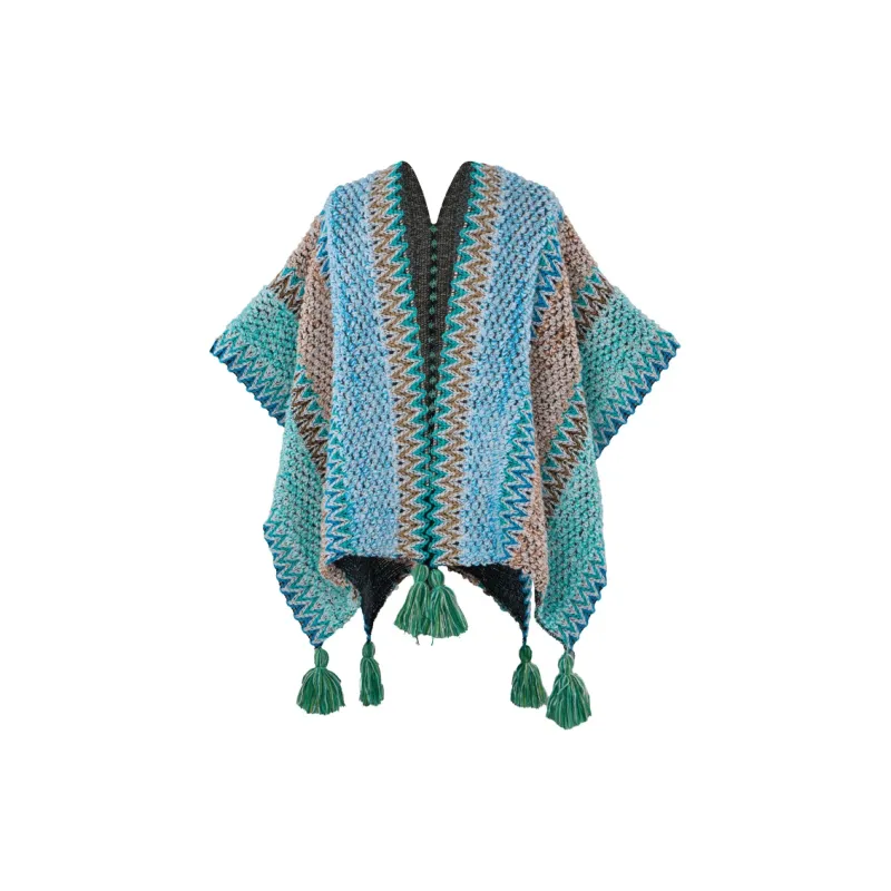 CAMEL Polyester Knit Scarves Women's Cloisonne Blue/Turquoise-3