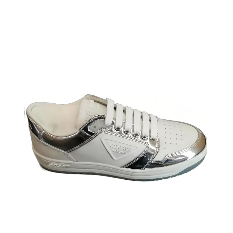 PRADA District Leather Sneakers 'White Silver' Women's-1
