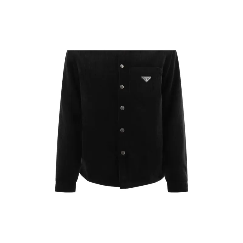 PRADA Long Sleeved Logo Plaque Shirt-9