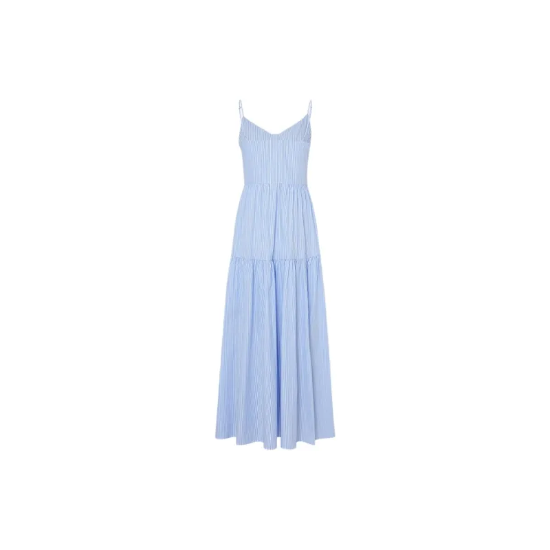 MOCO Slip Dresses Women's Blue White Stripes Color-1