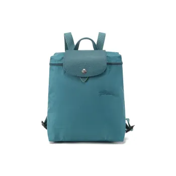 LONGCHAMP Le Pliage Green Recycled Canvas Backpack Medium Size Women's Peacock Blue