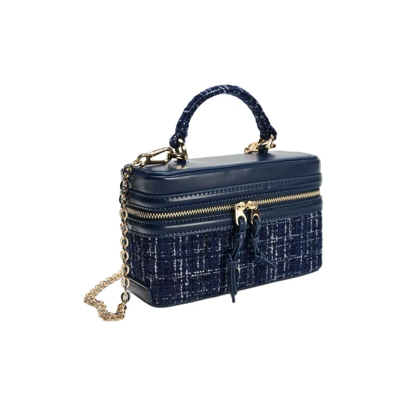 ZARA Polyurethane Handbag Small Size Women's Blue-3