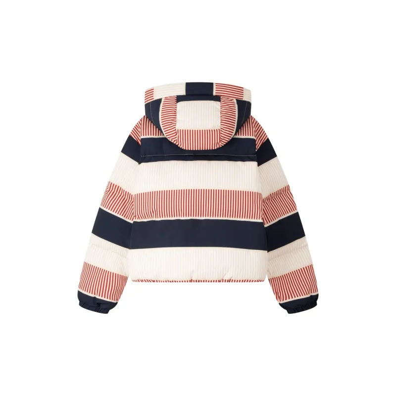 Tommy Hilfiger Down Jacket Women's Pink, Blue, And White Stripes-1