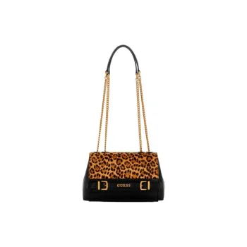 GUESS Faux Fur Shoulder Bag Crossbody Bag Women's Brown & Black