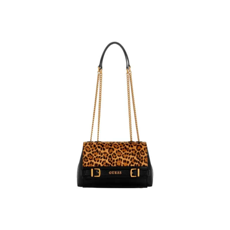 GUESS Faux Fur Shoulder Bag Crossbody Bag Women's Brown & Black-0