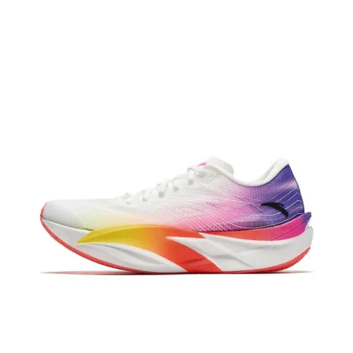 Anta C202 6.0 Anti Slip Wear Resistant Low Top Carbon Plate Marathon Running Shoes Men's White Red Purple