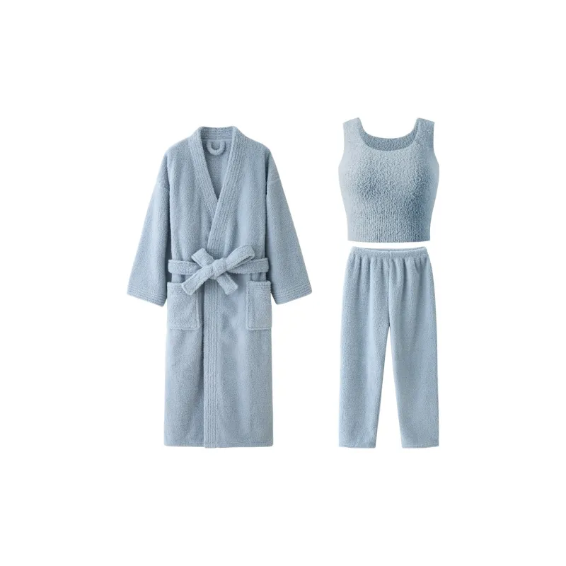 Vine Color Women's Bath Robes-4