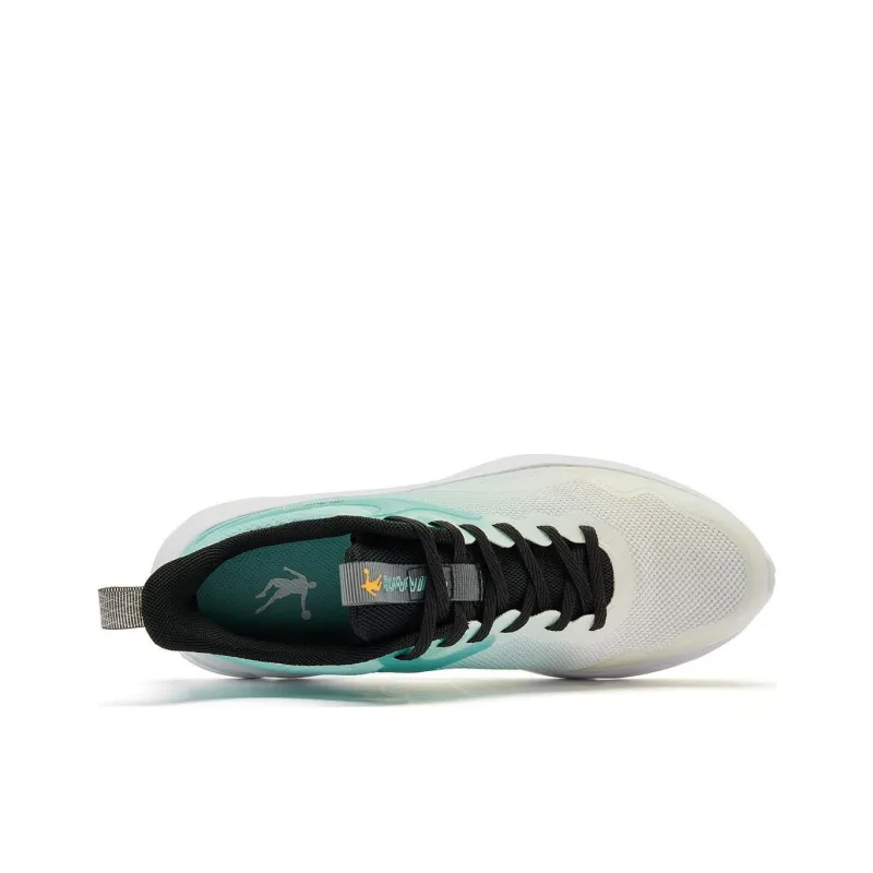 QIAODAN Anti Slip Wear Resistant Low Top Casual Running Shoes Men's White Green-3