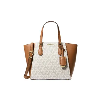 MICHAEL KORS TARYN Artificial Leather Shoulder Bag Crossbody Bag Handbag Small Size Women's Vanilla White & Acorn Brown
