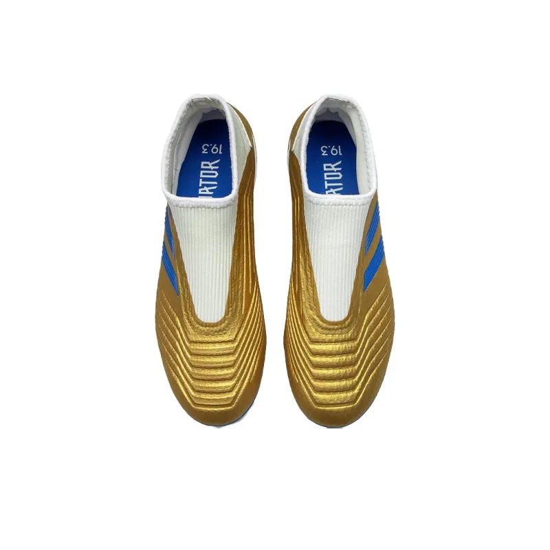 Adidas Predator 19.3 FG Rubber Long Studs Firm Ground Slip-Resistant Breathable Soccer Shoes Men's White Gold-2