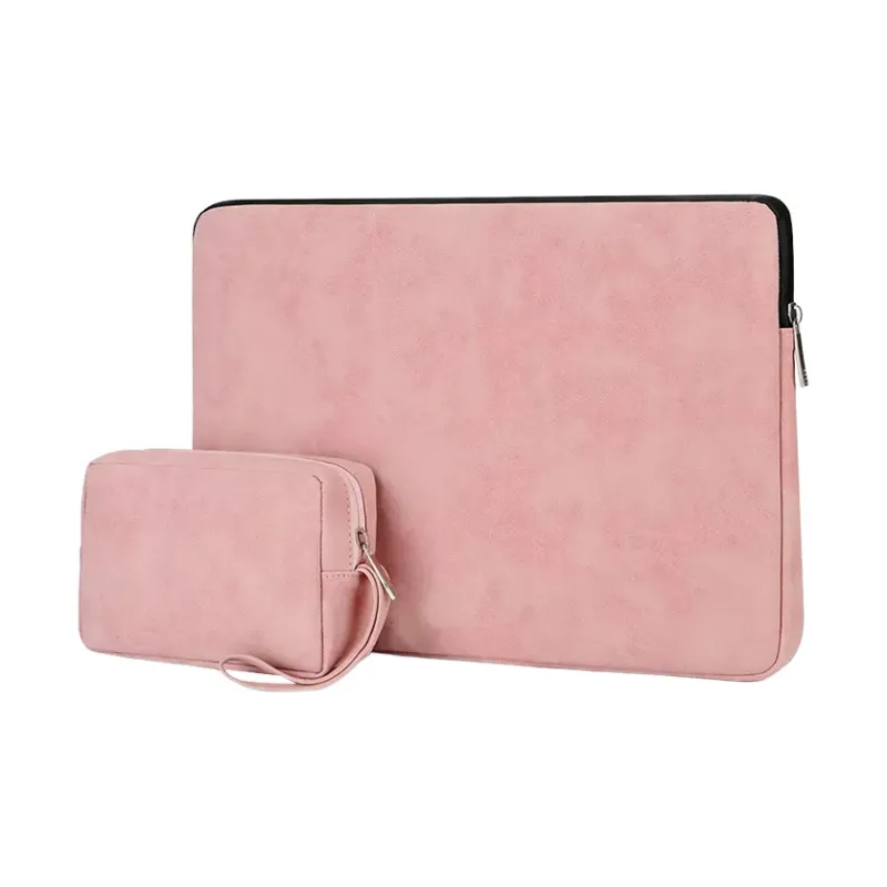 MUYKUY PU Leather Liner Laptop Bag Regular Unisex Gray/Pink/Black-7