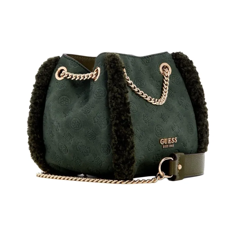 GUESS Faux Suede Shoulder Bag Crossbody Bag Women's Green-1