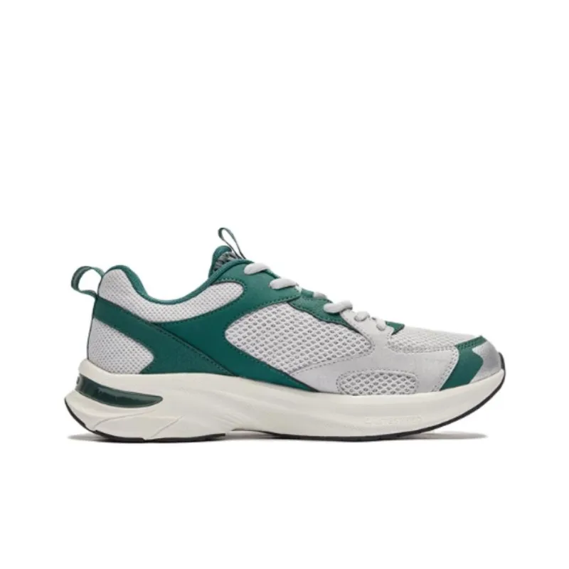QIAODAN Wear Resistant Slip Resistant Low Top Casual Running Shoes Men's Gray Green-1