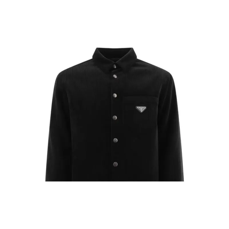 PRADA Long Sleeved Logo Plaque Shirt-6