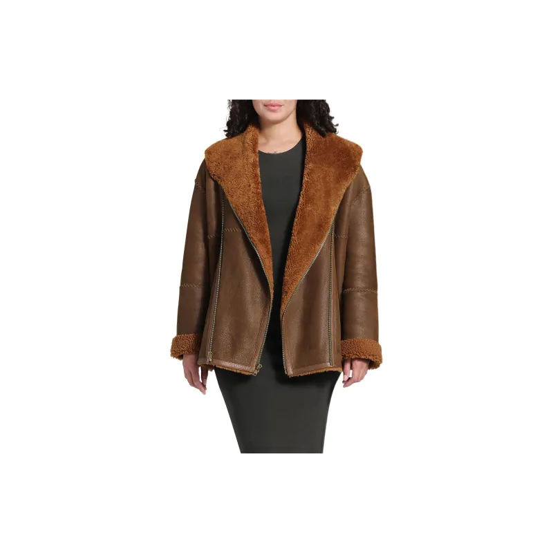 UGG FW24 Leather Jacket Unisex Brown-1