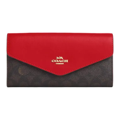 COACH Envelope Coated Canvas Wallet Trumpets Women's Bold Red