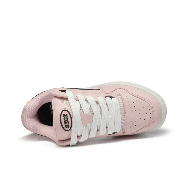 GZOZ Anti Slip Wear Resistant Low Top Skateboard Shoes Women's Skin Pink-4