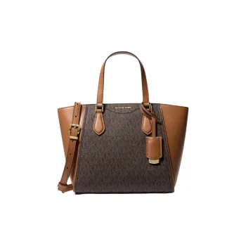 MICHAEL KORS TARYN Artificial Leather Shoulder Bag, Crossbody Bag, Handbag Small Size Women's Dark Brown & Acorn Brown