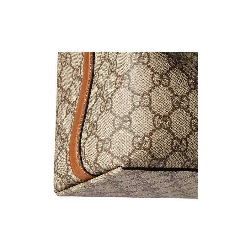 GUCCI Coated Canvas With Leather Bucket Bags Handbags Mini Women's Beige & Dark Brown-7