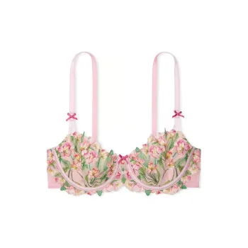 Victoria's Secret Dream Angels Wicked Unlined Lily Embroidery Balconette / CR Bra Women's Chalk Rose