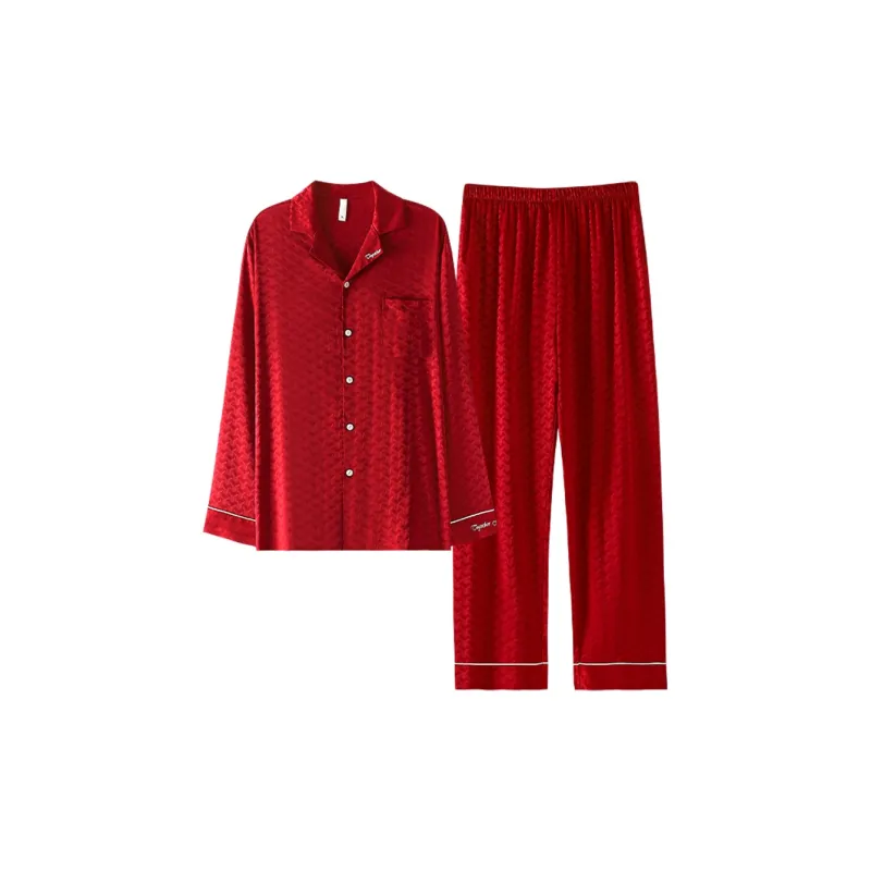 MADALLO Pajama Set Men's Elegant Deep Red-0