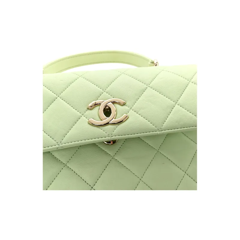 CHANEL Trendy Cc Lambskin Shoulder Bag, Crossbody Bag, Handbag Trumpets Women's Light Green-10