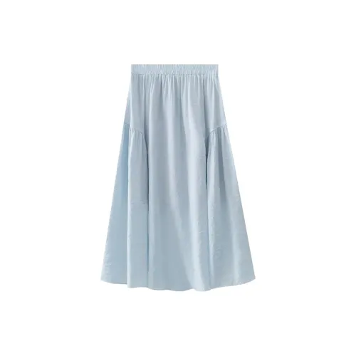 QIANGKOUPAOCAI Casual Long Skirts Women's Light Blue