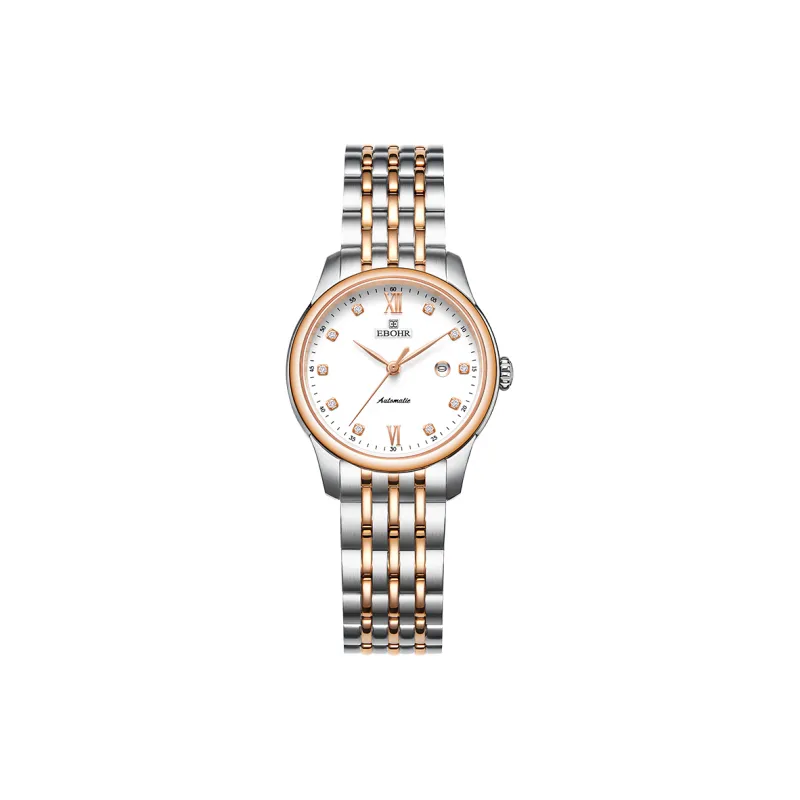 EBOHR Cana Collection Mechanical Movement Stainless Steel Strap Watch Women's Watch White Dial-0