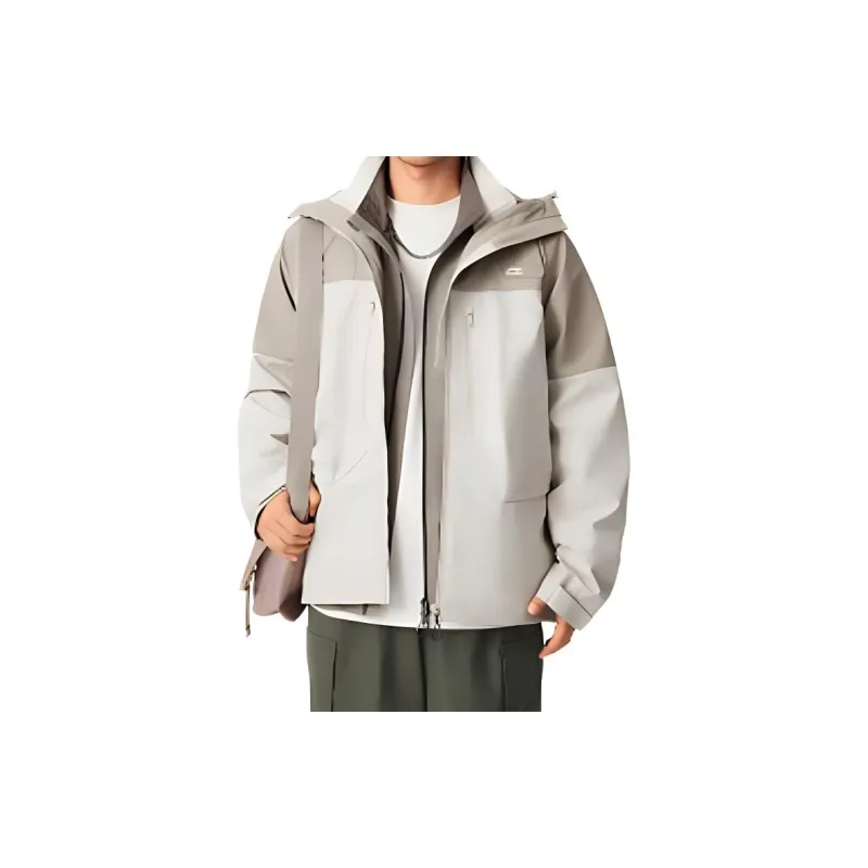 LiNing Sports Trend Series Trench Coat Men's Oat Gray-4