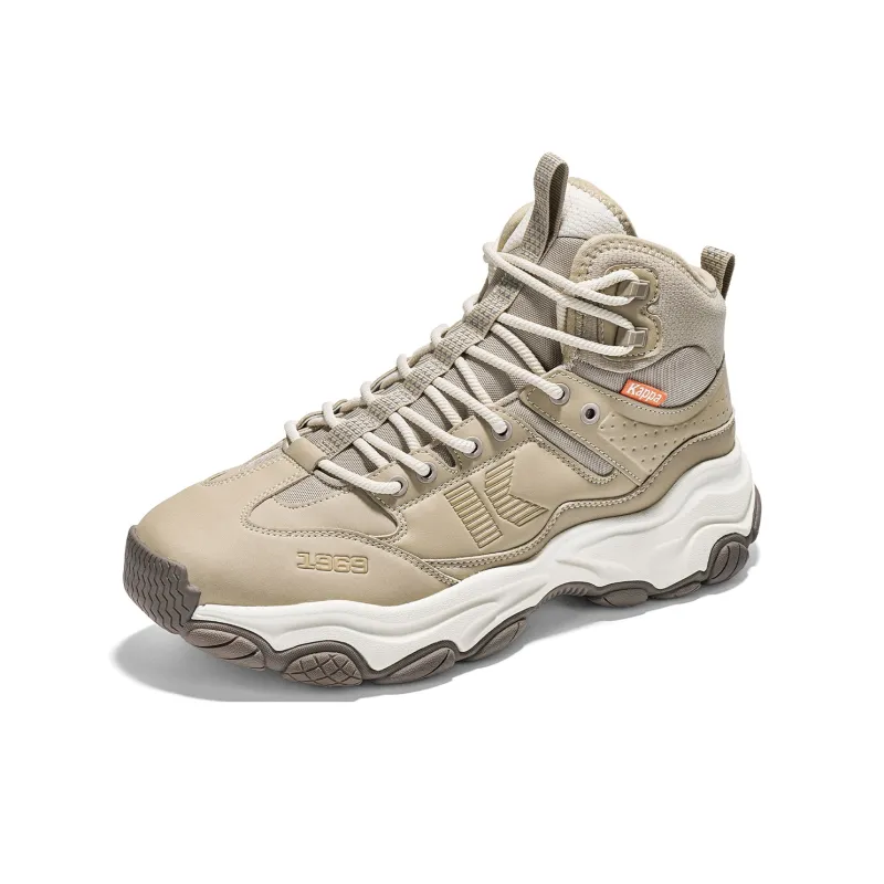 Kappa Abrasion Resistant Slip Resistant High Top Running Shoes Unisex Gray Khaki-2