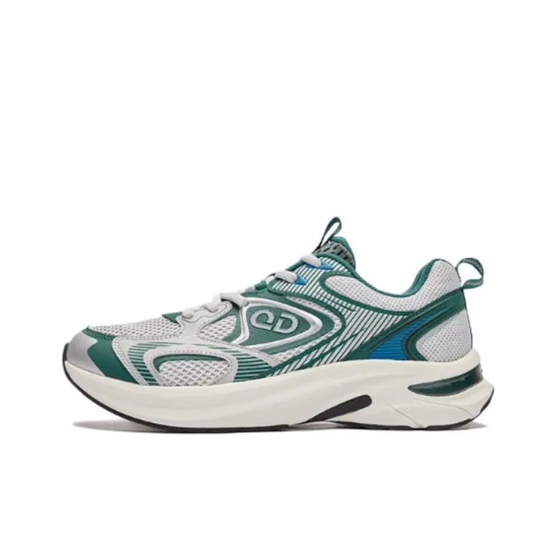 QIAODAN Wear Resistant Slip Resistant Low Top Casual Running Shoes Men's Gray Green-0