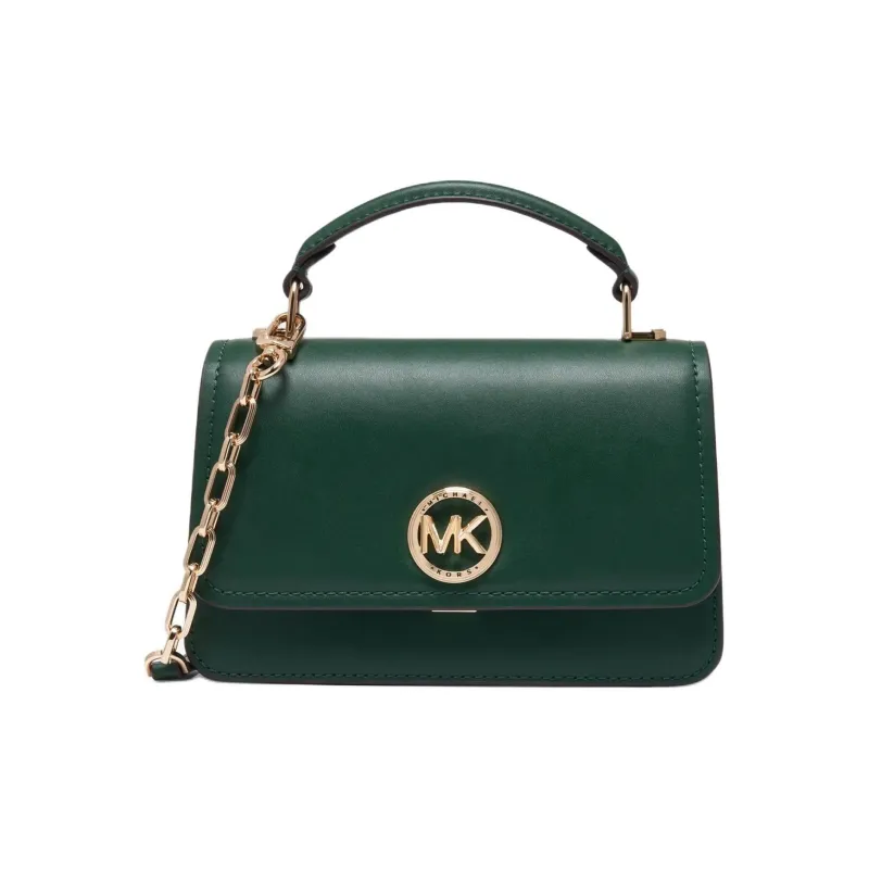 MICHAEL KORS Delancey Cow Leather, Split Cow Leather Shoulder Bag, Crossbody Bag, Handbag Small Size Women's Green-0