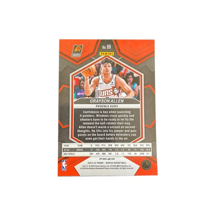 PANINI 2023 24 Mosaic Sun Grayson Allen White Flash Refractor Large Scale Player Card Product Access Sports Cards 1 Pc-1
