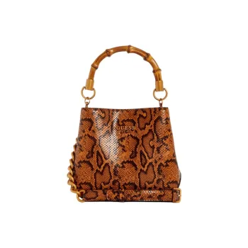 GUESS Artificial Leather Bucket Bags Shoulder Bag Crossbody Bag Handbag Small Size Women's Brown