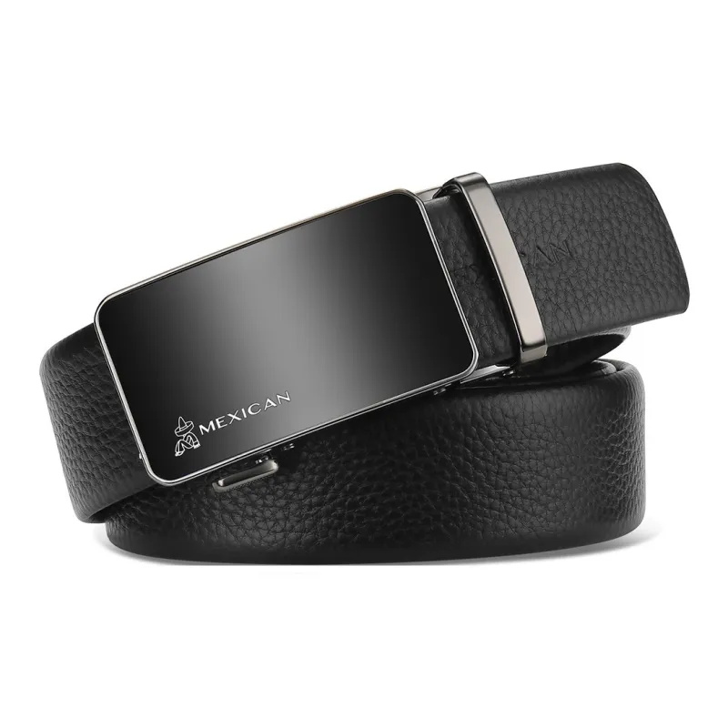 MEXICAN Cow Leather Belts Men's Black Width 3.5cm-1