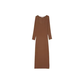 Victoria's Secret Ribbed Modal Long Sleeve Slip Dress / Brown Nightgown Women's Dark Brown