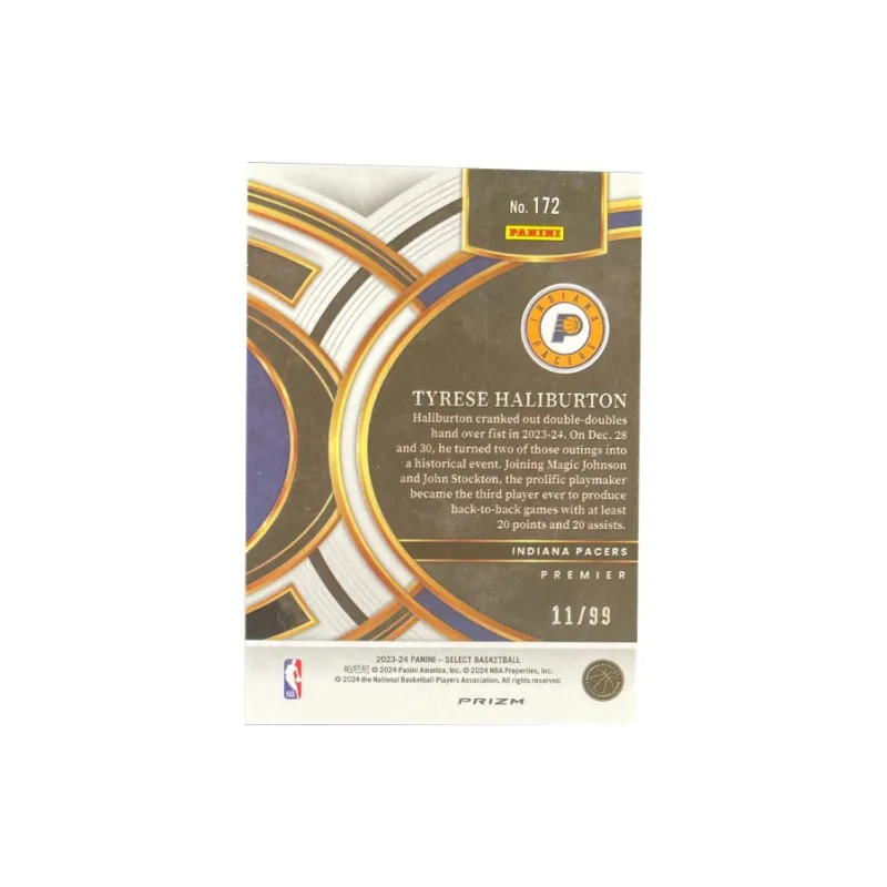 PANINI 2023 24 Select Pacers Haliburton 11/99 Blue Falls Fold Star Card Product Access Sports Cards 1 Pc-1