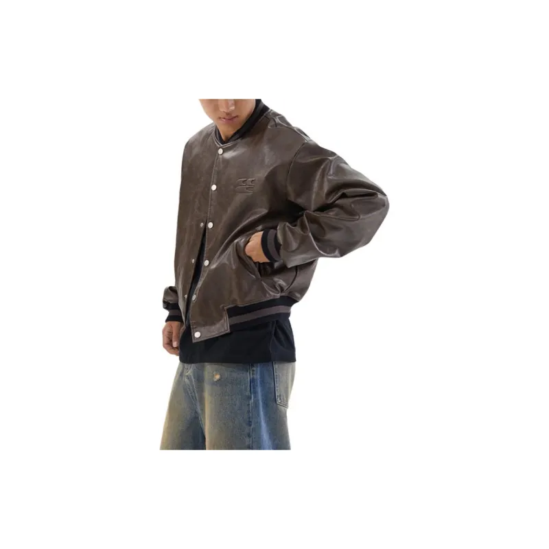 Crying Center Baseball Jacket Unisex Brown-4